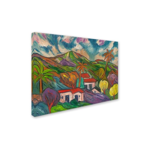 Manor Shadian 'Tropical Valley With Three Palms' Canvas Art,18x24